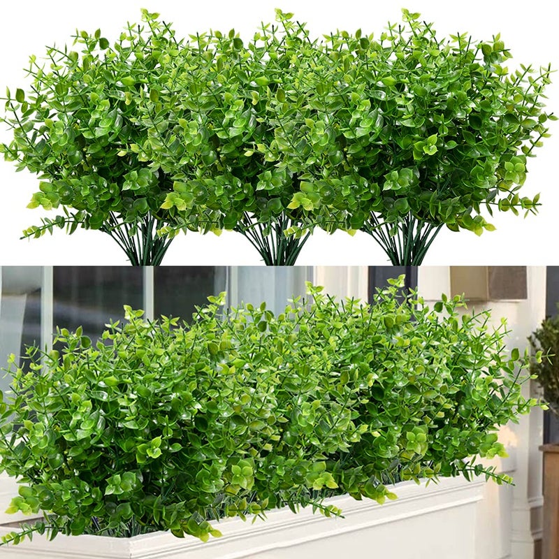 ArtBloom 8 Bundles Outdoor Artificial Boxwood UV Resistant Fake Stems Plants, Faux Plastic Greenery for Indoor Outside Hanging Plants Garden Porch Window Box Home Wedding Farmhouse DÃ©cor - Image 1